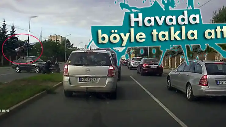 Motosiklet sürücüsü havada taklalar attı