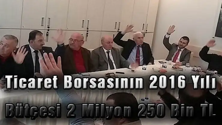 Ticaret Borsasının 2016 Yılı Bütçesi 2 Milyon 250 Bin TL