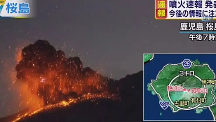 Japonya'daki yanardağda şiddetli patlama