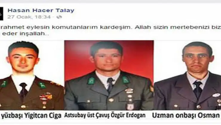 Şehidin paylaşımı duygulandırdı