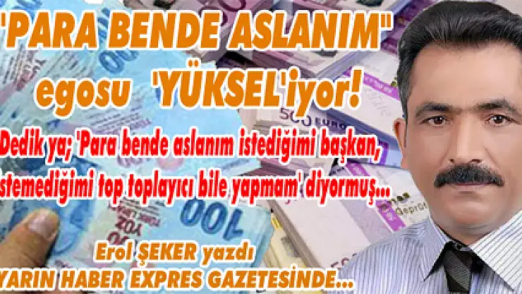 'PARA BENDE ASLANIM' egosu  'YÜKSEL'iyor!