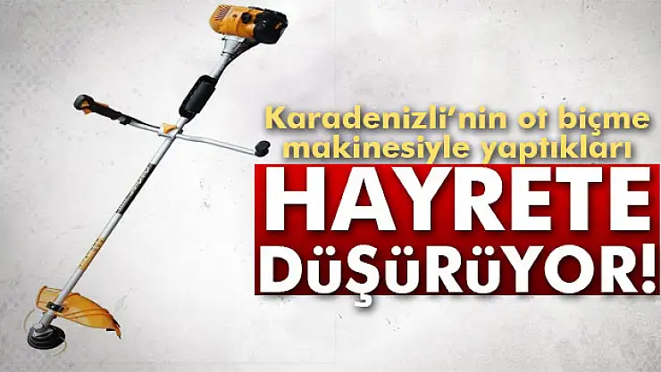 Ot biçme motoru ile halı yıkıyor