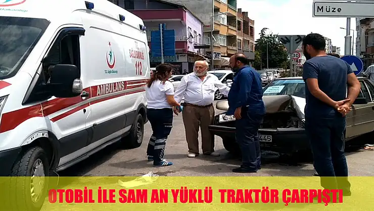 - Otomobil ile saman yüklü traktör çarpıştı: 2 yaralı
