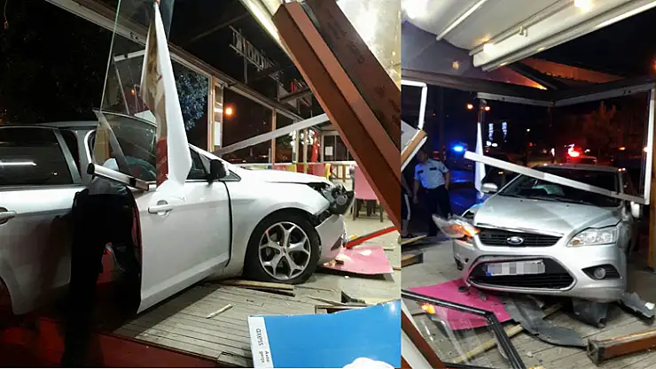 Otomobil pastaneye girdi, sürücü kaçtı