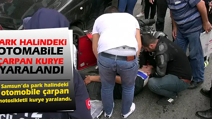 Park halindeki otomobile çarpan kurye yaralandı
