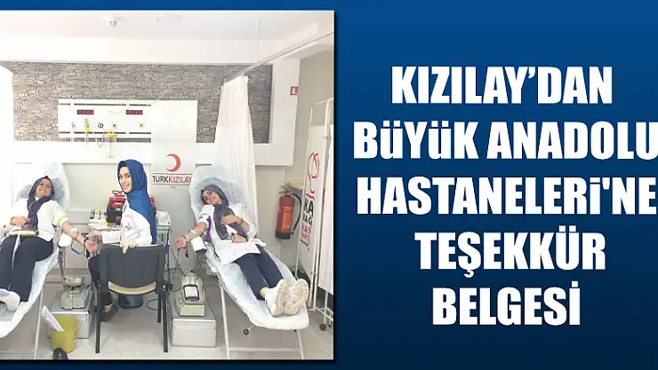 Kızılay'dan Büyük Anadolu Hastaneleri'ne Teşekkür Belgesi