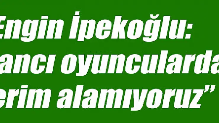 Engin İpekoğlu: 'Yabancı oyunculardan verim alamıyoruz'