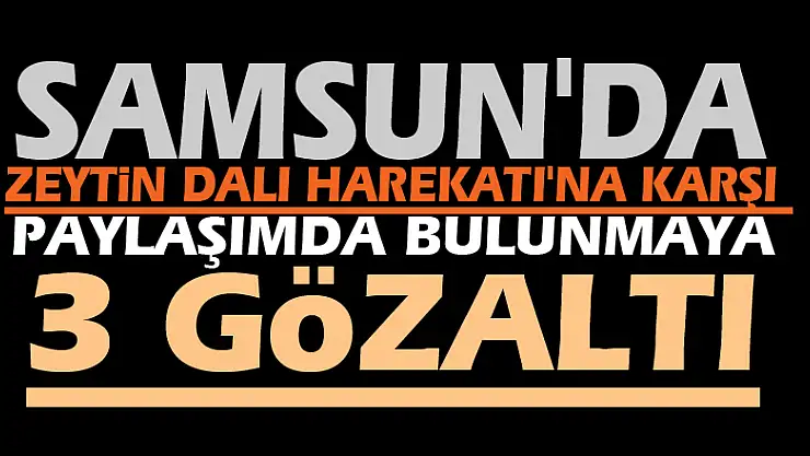 Samsun'da Zeytin Dalı Harekatı'na karşı paylaşımda bulunmaya 3 gözaltı