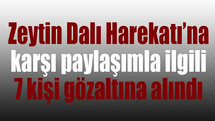 Samsun'da Zeytin Dalı Harekatı'na karşı paylaşımla ilgili 7 kişi gözaltına alındı