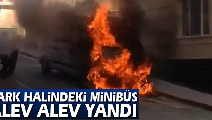Park halindeki minibüs alev alev yandı