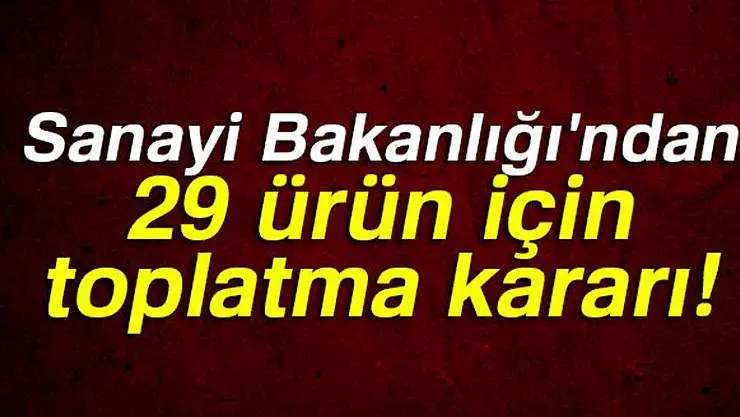 Bakanlıktan 29 ürüne toplatma kararı