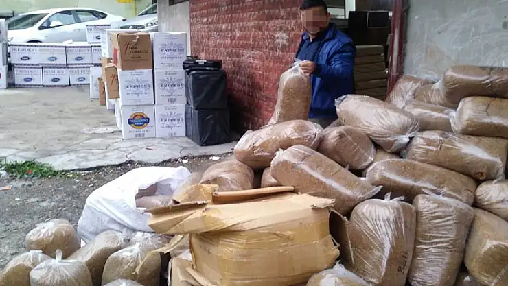 2 ton kaçak tütün ve 430 bin dal makaron ele geçirildi