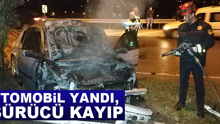Samsun'da kaza yapan otomobil yandı, sürücü kayıp