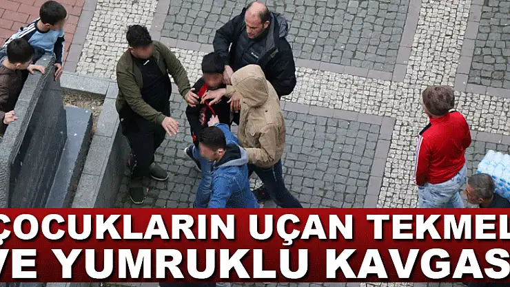 Çocukların uçan tekmeli ve yumruklu kavgası