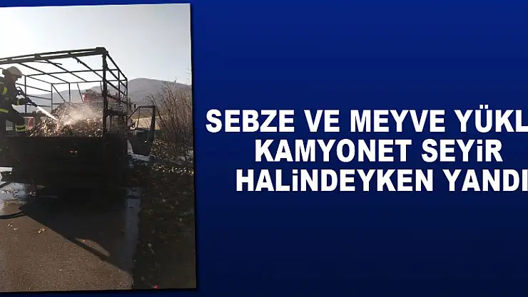Sebze ve meyve yüklü kamyonet seyir halindeyken yandı