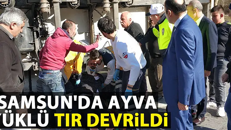 Samsun'da ayva yüklü tır devrildi: 1 yaralı