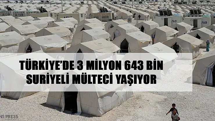 TÜRKİYE'DE 3 MİLYON 643 BİN SURİYELİ MÜLTECİ YAŞIYOR