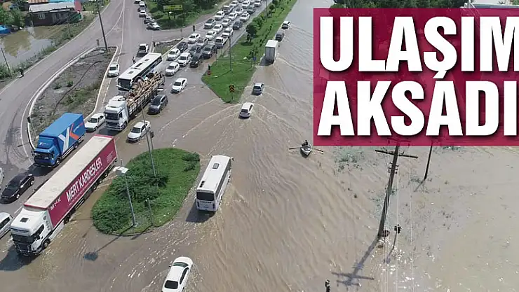 Samsun-Ordu yolunda selden dolayı ulaşım aksadı