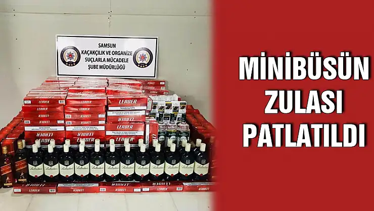 Minibüsün zulasında 3 bin 196 paket kaçak sigara ve 78 şişe içki ele geçti
