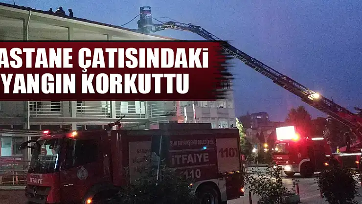 Hastane çatısındaki yangın korkuttu