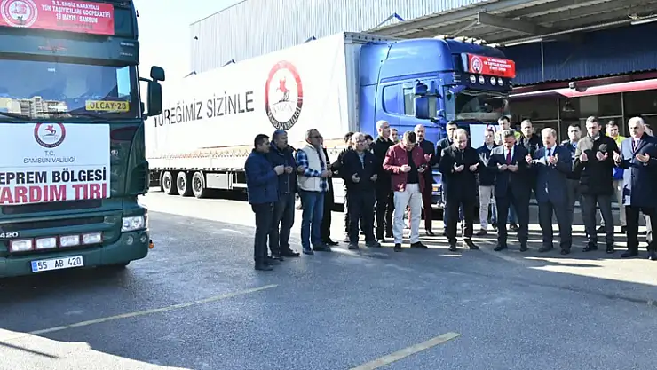 Samsun'dan depremzedelere 2 tır dolusu gıda yardımı