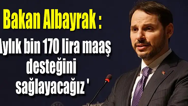 Bakan Albayrak: 'Aylık bin 170 lira maaş desteğini sağlayacağız'