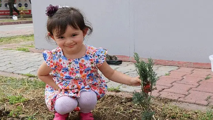 Şehit Arslan'ın minik kızı babasının adını taşıyan ağacı dikti