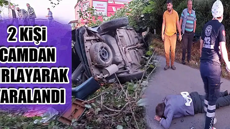 Refüje çarpan otomobildeki 2 kişi camdan fırlayarak yaralandı