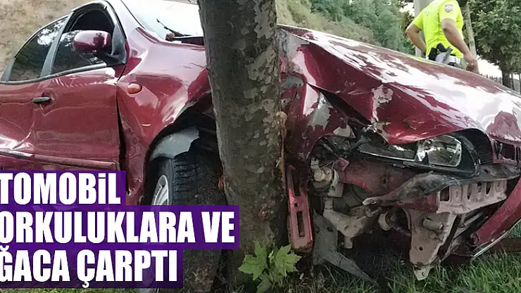 Samsun'da otomobil korkuluklara ve ağaca çarptı: 1 yaralı