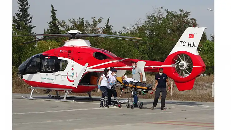 Kalp krizi geçiren şahsın yardımına ambulans helikopter yetişti