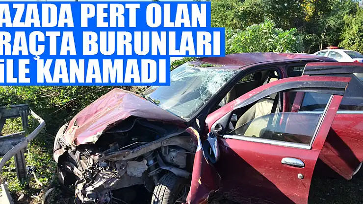 Kazada pert olan araçta burunları bile kanamadı