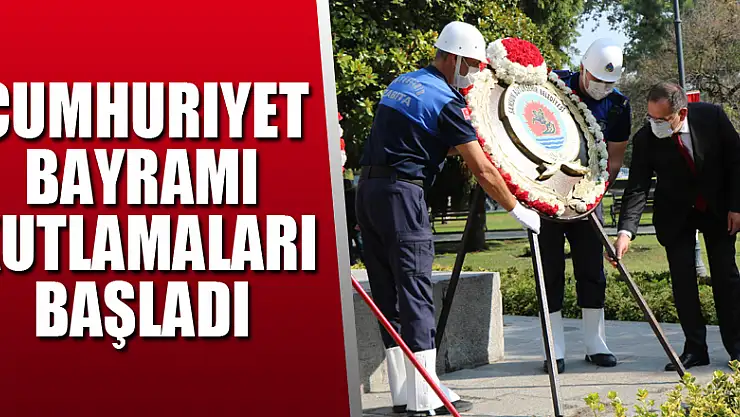 Cumhuriyet Bayramı kutlamaları anıta çelenk sunumu ile başladı