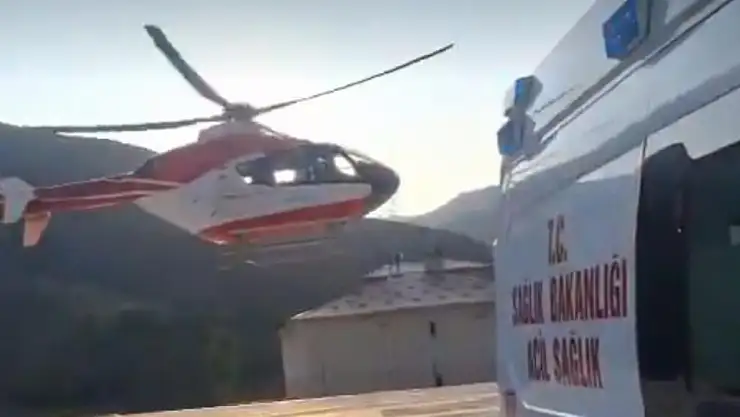 79 yaşındaki hasta için helikopter havalandı