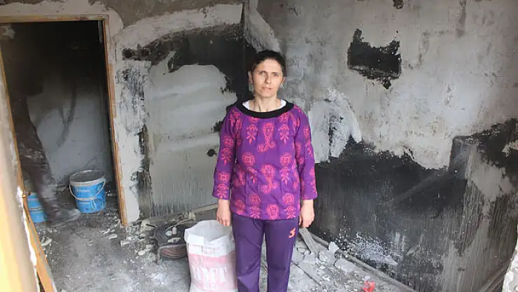 Evinin yanmasına gözyaşı döken o anne yardım bekliyor