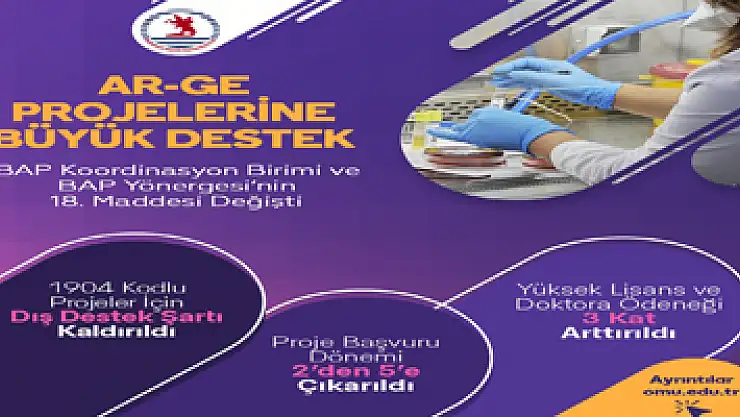 OMÜ'de üretken akademisyenlerin BAP bütçesinden daha fazla kaynak alması kolaylaştırıldı