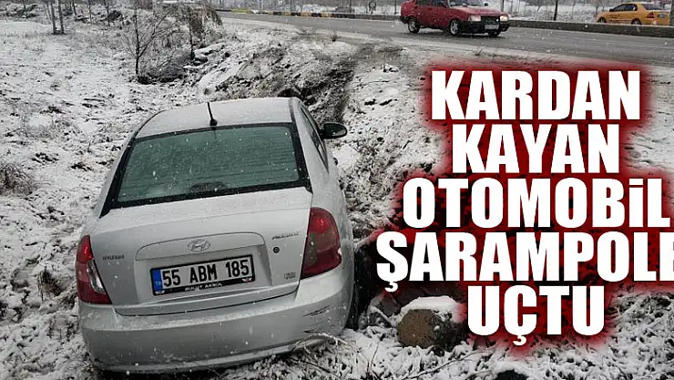 Samsun'da kardan kayan otomobil şarampole uçtu