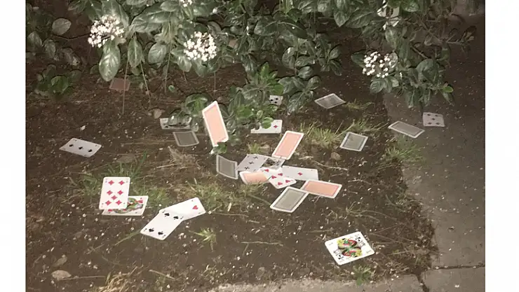 Polisin kumar baskınında oyun kağıtlarını camdan attılar