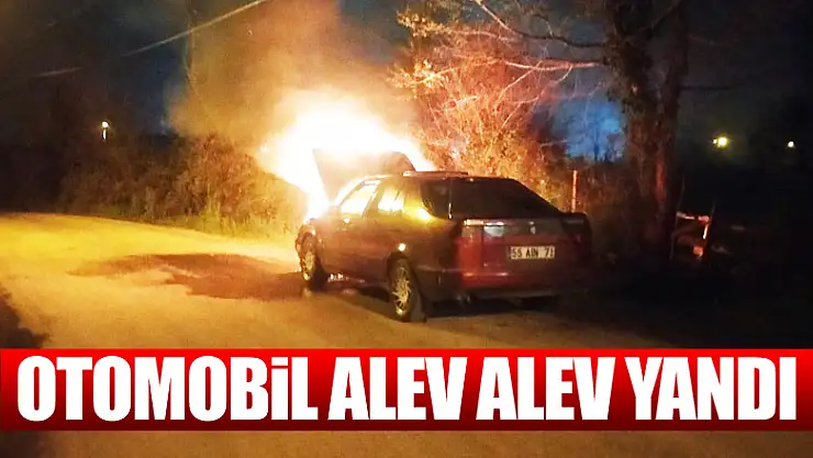 Otomobil alev alev yandı
