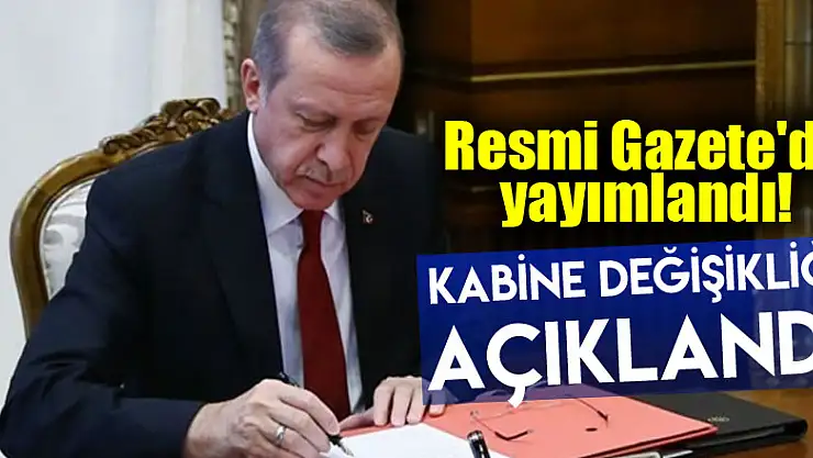 Resmi Gazete'de yayımlandı! Kabine değişikliği açıklandı