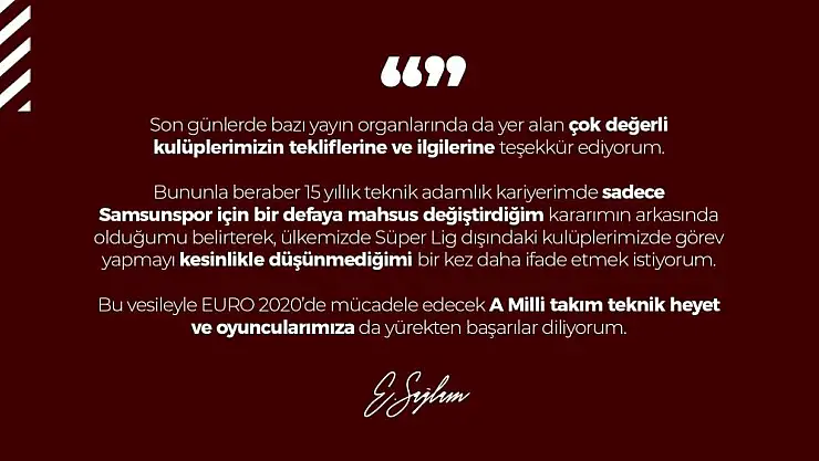 Ertuğrul Sağlam: 'Süper Lig dışındaki kulüplerde görev yapmayı düşünmüyorum'