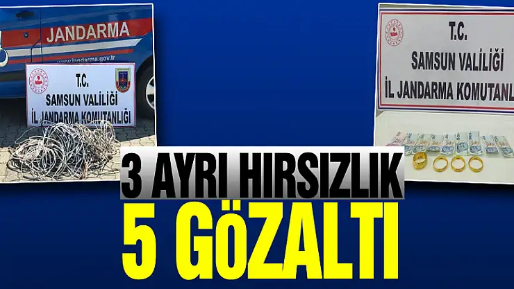 Samsun'da 3 ayrı hırsızlık olayı: 5 gözaltı