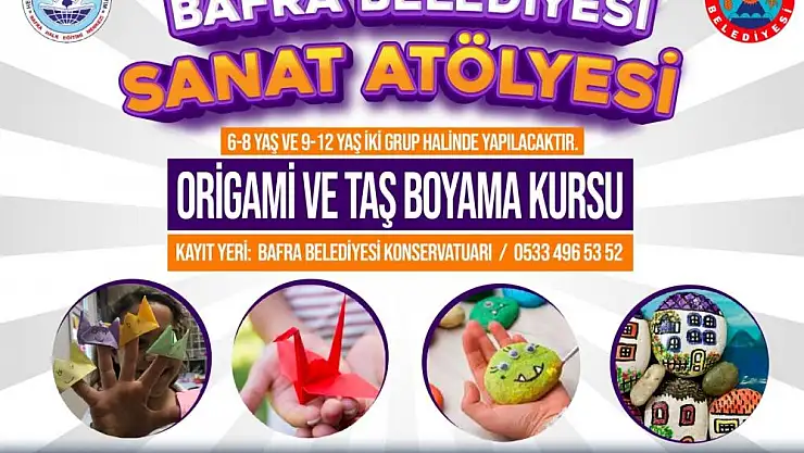 Bafra'da origami ve taş boyama kursu