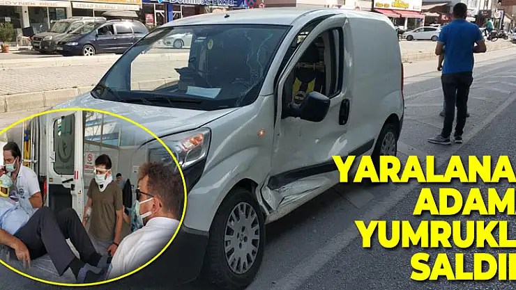 Kazada yaralanan yaşlı adama yumruklu saldırı güvenlik kamerasında