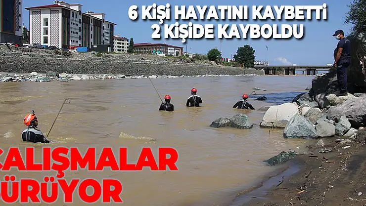 Rize'de yaşanan sel sonrası Güneysu Deresi'nde kayıp arama çalışmaları devam ediyor