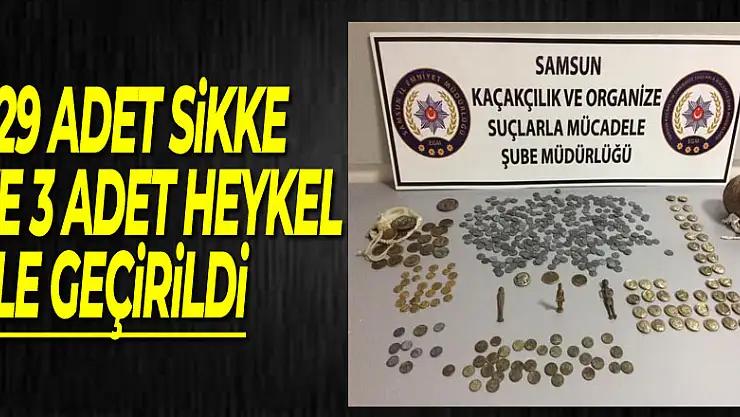 Şüpheli araçtan 429 adet sikke ve 3 adet heykel ele geçirildi
