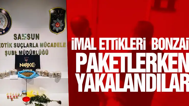 Samsun'da imal ettikleri 8 kilo bonzaiyi paketlerken yakalandılar