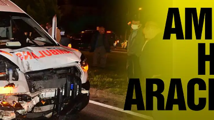 Ambulans ile hafif ticari aracın çarpıştığı kaza kamerada