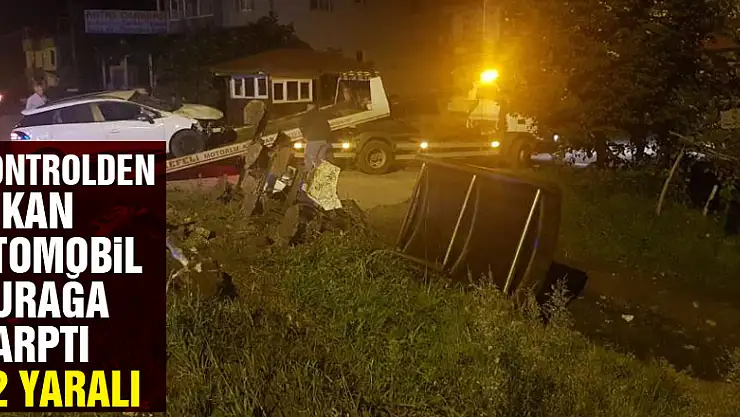 Kontrolden çıkan otomobil durağa çarptı: 2 yaralı