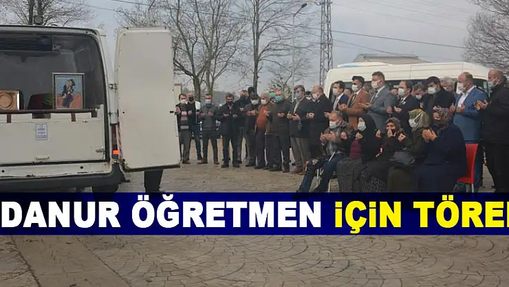 Kazada eşi ile birlikte ölen Edanur öğretmen için görev yaptığı okul önünde tören