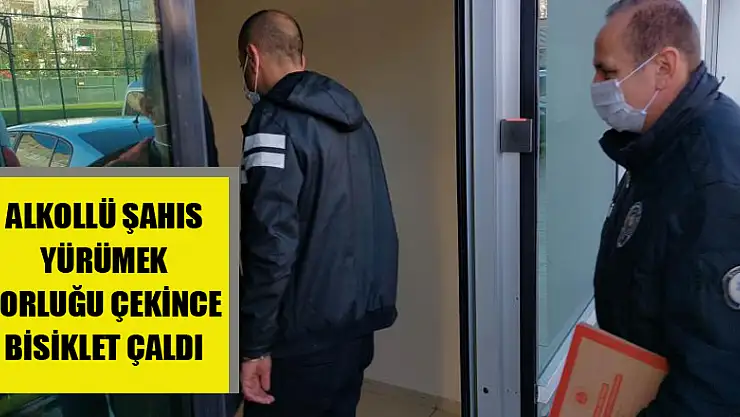  Alkollü şahıs yürümek zorluğu çekince bisiklet çaldı